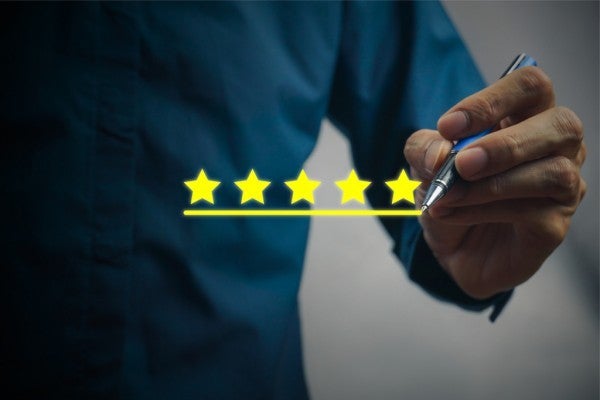 Leaving an online review. Leaving an online review.