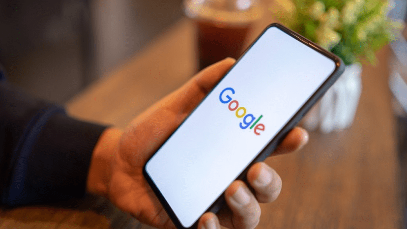 Google displayed on a phone.