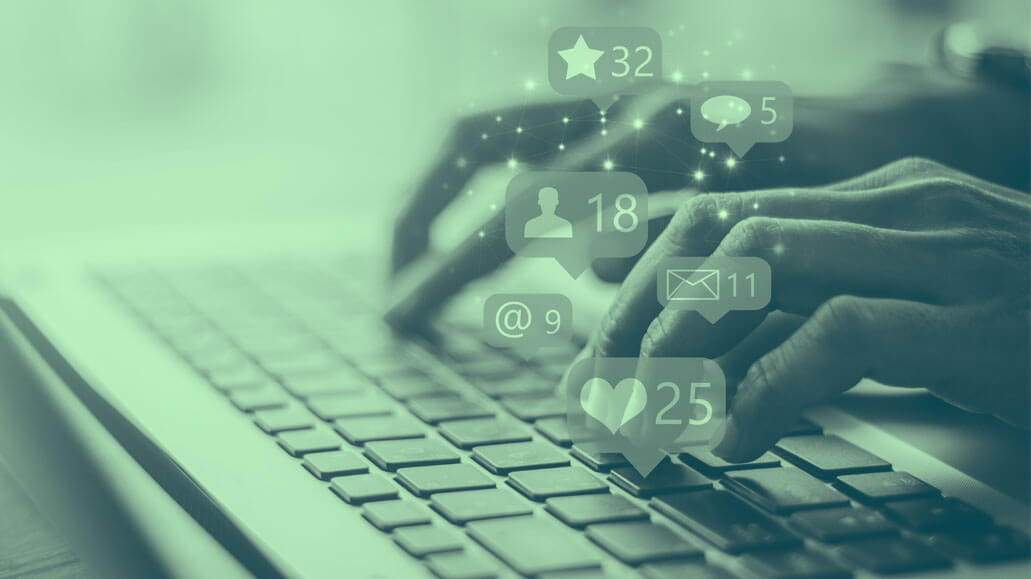 Keyboard and social icons